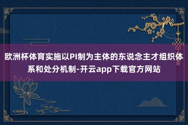 欧洲杯体育实施以PI制为主体的东说念主才组织体系和处分机制-开云app下载官方网站
