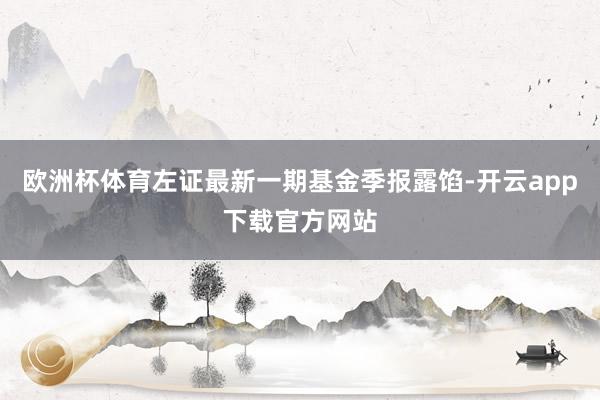 欧洲杯体育左证最新一期基金季报露馅-开云app下载官方网站