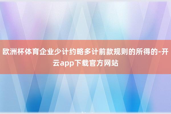 欧洲杯体育企业少计约略多计前款规则的所得的-开云app下载官方网站