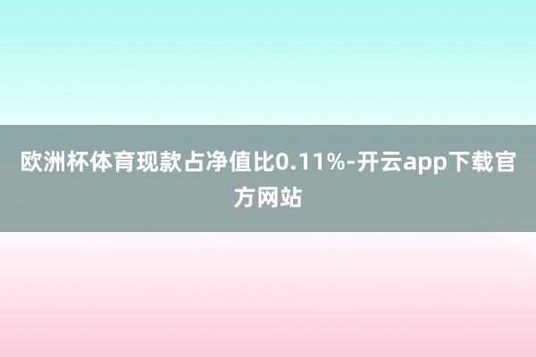 欧洲杯体育现款占净值比0.11%-开云app下载官方网站