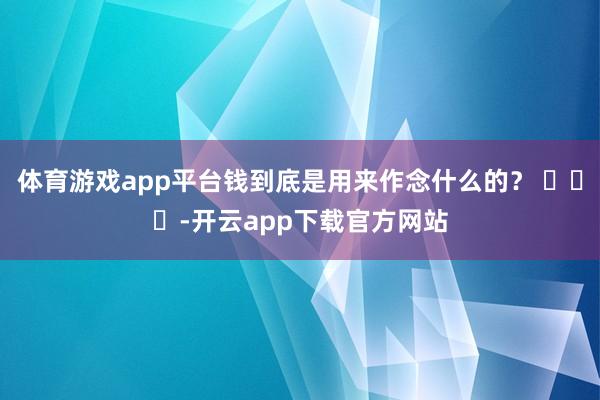 体育游戏app平台钱到底是用来作念什么的？ ​​​-开云app下载官方网站